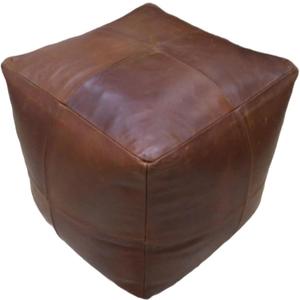 Rajeriya Square Leather Moroccan Pouf - Genuine Leather - Room Decor -Hassock & Ottoman Footstool - Square & Large Ottoman Pouf - Unstuffed (Brown Color)