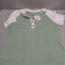 ANRABESS Womens Tops Short Sleeve Henley Shirts Summer V Neck Color Block Tunic T Shirts Casual Blouses Work Trendy Clothes Medium Light Green, Medium