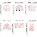 2 x Ercadio 36 Pack Hippie Party Cupcake Toppers Glitter Peace Sign Cupcake Picks Peace and Love Dove Rainbow Cupcake Toppers for 60s Hippie Retro Theme Party Cake Decoration Supplies