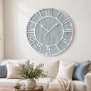 Quelay 30 Inch Large Coastal Wall Clock, Blue Farmhouse Clock