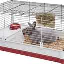 MidWest Homes for Pets 158 Wabbitat Deluxe Rabbit Home, Rabbit Cage, 39.5 L x 23.75 W x 19.75 H Inch, Maroon/White