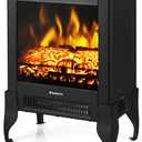 TURBRO Suburbs TS17 Compact Electric Fireplace Stove, 18 Freestanding Stove Heater with Realistic Flame - CSA Certified - Overheating Safety Protection - for Small Spaces - 1400W (Black)