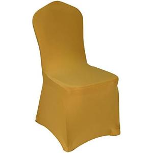 WELMATCH Gold Stretch Spandex Chair Covers - 12 PCS Banquet Events Party Universal Dining Decoration Scuba Elastic Chair Covers Premium (Gold, 12)