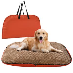 MABOZOO Foldable Travel Dog Bed, Outdoor Camping Dog Bag Bed Pet Pad with Carry Handles, Waterproof Pet Mattress Mat for Small, Medium, and Large Dogs Cats (Orange, 44x32x5 in)