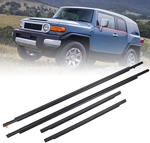 YZQPNB Weatherstrip Window Molding Trim Seal Belt Compatible with Toyota FJ Cruiser 2007-2014 Front Rear Left Driver & Right Passenger Side Door Outside Belt Black