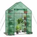 Portable Greenhouse for Outdoors | Walk in Greenhouses Heavy Duty with Durable PE Plant Cover with 4 Tiers of 16 Shelves | Gardening Plant House with Roll-up Zipper Door - 15" L x 6" W x 39" H
