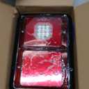 Partsam 2Pcs Double Led Trailer Tail Lights with Horizontal Mount Dual Stop Turn Tail Backup Reverse Lights 33 LED, Surface Mount RV Double Led Taillights, RV Double Led Tail Lights, Black Base (Red)