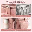 Lunch Bag Women Double Layer Lunch Bag Puffer Insulated Lunch Box Waterproof Bottom Large Lunch Box for Women for Work or Travel,Pink