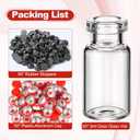 200 Pack 2ml Glass Vials Clear Glass Empty Vials for Injection with Plastic-aluminum Flip Caps and Rubber Injection Stoppers Flat Bottom Lab Vial (Red Lid)