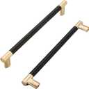10 Pack Matte Black and Gold 7.5 Inch(192mm) Hole Center Knurled Kitchen Cabinet Handles Cabinet Pulls Drawer Pulls Hardware Dresser Handles Bathroom Cabinets Handles