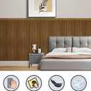 RODENET Wall Wainscoting Panel Kit, 8-Pack 38.6"x9.8"(98x25cm) Slat Panels with 2-Pack Molding Trims, Beadboard Board and Batten Panels, DIY Wall Panel Kit - Cover 21.6 Sq.Ft (Teak)