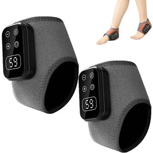 Portable Foot and Ankle Massager - Triple Method Foot Massager with 5 Heat & 3 Vibration Levels, Smart Timer, Wireless for Heat Relief for Travel & Home Use (2-Pack)