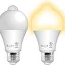 AmeriTop Motion Sensor Light Bulb- 2 Pack, 10W(60W Equivalent) 806lm Motion Activated Dusk to Dawn Security LED Bulb; UL Listed, A19, E26, Auto On/Off Indoor Outdoor Lighting (2700K Soft White) (3000k Warm White)