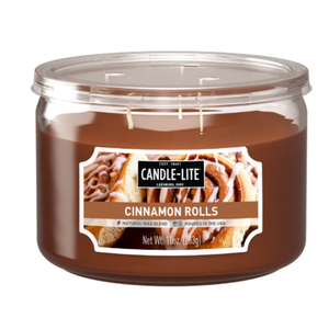 Candle-lite Scented Candles, 
CINNAMON ROLLS 3-WICK 10OZ JAR CANDLE