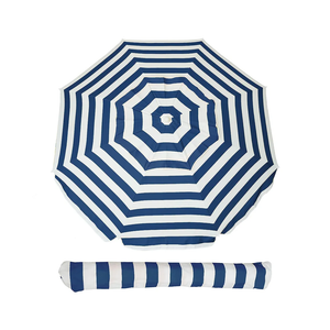 AMMSUN 6.5ft Portable Beach Umbrella for Sand with air vent Tilt Pole, Carry Bag UV 50+ Protection Outdoor Umbrellas Windproof for Patio Garden Beach Pool Backyard Navy Stripe