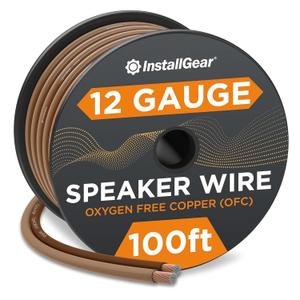 InstallGear 12 Gauge Speaker Wire 100ft - Deoxidized Copper OFC Speaker Wires 12 Gauge - Flexible Wire Cable with Polarity Marking - Soft Touch 12 AWG Wire for Audio, Amp and Home Theater Use - Brown