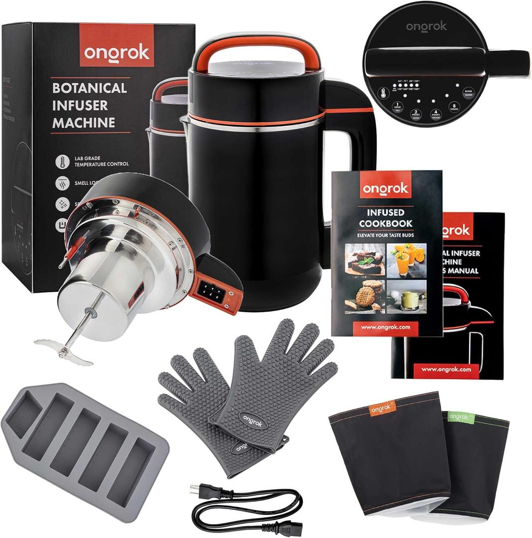 ONGROK Butter Maker & Oil Infuser Machine - Sleek Butter Machine with Simple Functionality, Electric Tincture Machine Kit for Edible Herbal Oil with all Accessories (Large)