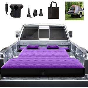 Camping Pickup Truck Bed Air Mattress Thicken Sleeping Pad for 5.5-5.8Ft Full-Size Short Truck Beds Outdoor Camping Car Travel(Purple)