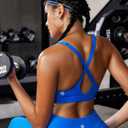 RUNNING GIRL Sports Bra for Women High Support, Molded Cup High Impact Sports Bras with Sewn in Pads Strappy Running Bra (Blue, XXL)