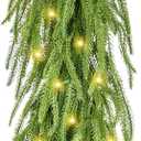 Christmas Garland with Lights for Mantle Prelit - INCIKITI 9FT Norfolk Pine Garland Prelit Garlands for Decoration Christmas, Battery Operated Christmas Garland with Lights for Stairs Railing Table