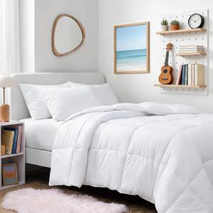TEXARTIST Premium 2100 Series Twin Comforter All Season Breathable White Comforter Soft 4D Spiral Fiber Quilted Down Alternative Duvet with Corner Tabs Luxury Hotel Style (64"x88")
