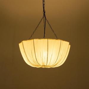 19.6in Lantern Fabric Pendant Light, Wabi Sabi Hanging Lamp with Fabric Cloth Shade, Modern Drum Chandelier for Living Room, Bedroom, Dining Table, Restaurant, Study Room (E26 Bulb)