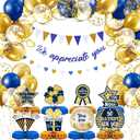2 x Foilswirl We Appreciate You Banner Decorations Thank You Decor,Blue, Gold