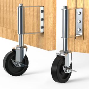 HOLKIE Heavy Duty Gate Wheel 100mm Spring Casters Swivel Casters Gate Wheel for Wooden Gate and Fence Capacity 100kg Silver (2pcs)