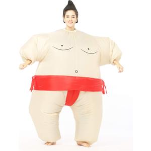 Sumo Wrestling Cosplay Costume, Inflatable, Blow Up Suit, One Size Fits Most Adults for Halloween (Red)