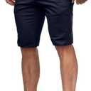 HUNGSON Mens Slim Fit Shorts Stretch Chino Short Pants(Navy Blue,38) (Blue)