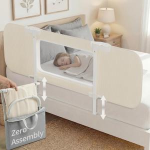 NUTIKAS Portable Bed Rails for Toddlers, 58" Foldable Travel Bed Rail for Camper Bunk, Queen & King Size Bed, Collapsible Kids Safety Bedrail with Adjustable Height