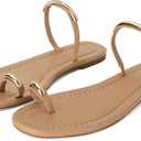 SOVANYOU Women's Toe Ring Thong Sandals Slip On Flat Flip Flops Open-Toe Slide Summer Sandals for Casual Beach & Dressy Outfits,8,5 (Beige)