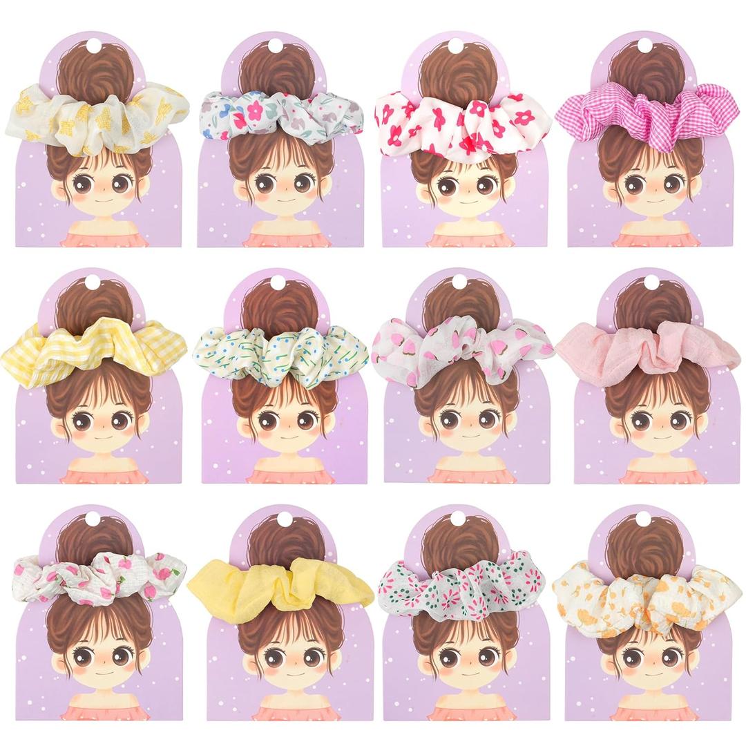 KatchOn, Multicolor Satin Hair Scrunchies - Pack of 12 | Spa Party Favors, Hair Accessories for Women, Girls, Valentines Day Gifts for Her | Birthday Gift for Girlfriend, Sister | Galentines Day Gifts