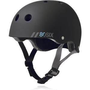 80SIX Triple Certified Multisport Helmet - Ideal for Bike, Scooter, Skateboard, Roller Skate and Inline Skate (14+ Small-Medium, Black Matte)