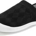 STQ Women's Slippers Indoor with Slip on Cozy House Shoes Non Slip Warm Loafers (Black)