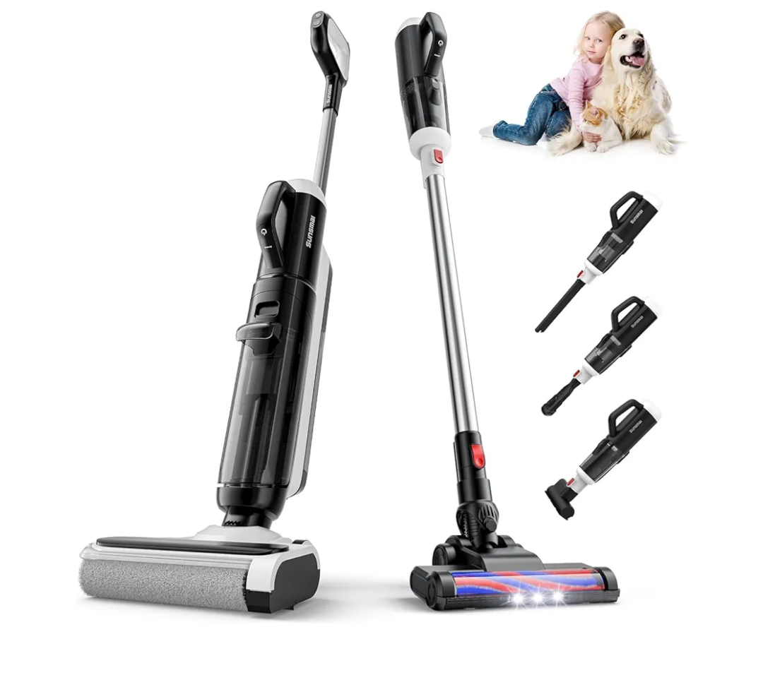 5-in-1 Combo Cordless Wet Dry Vacuum Cleaner - Lightweight Multi-Function Mop & Vacuum for Hard Floors & Carpets, Self-Propelled Vacuum Mop All in One for Whole-House Cleaning