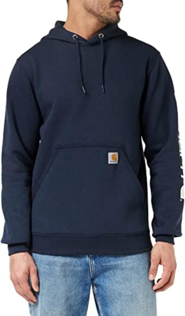Carhartt Men's Loose Fit Midweight Logo Sleeve Graphic Sweatshirt (XX-Large Tall, New Navy)