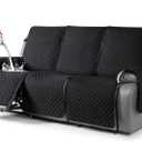 TAOCOCO Recliner Sofa Slipcover Couch Covers for 3 Cushion Couch, Pet Sofa Cover for 3 Seat Recliner Sofa, Washable Reclining Sofa Cover Furniture Protector with Elastic Straps(3 Seater, Black)