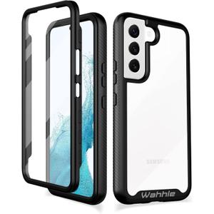 Compatible with Samsung Galaxy S22 Case, Full-Body Protection Phone Cover with Screen Protector Built-in, Touch Sensitive, Anti Scratch Upgraded Shockproof TPU Bumper Cases-Black/Clear