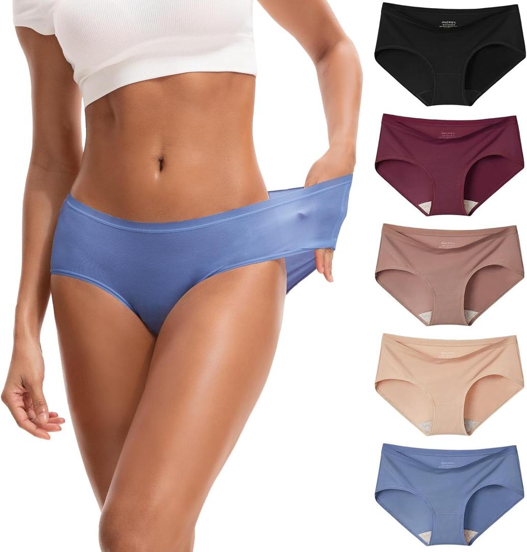 INNERSY Women's Soft & Thin No Show Modal Underwear Quick Dry Panties for Summer 5-Pack (Medium, Morandi)