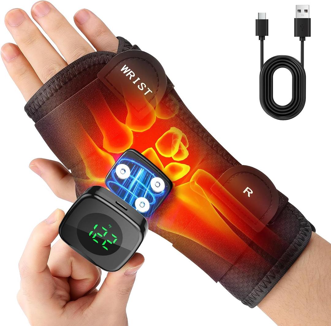 Heated Wrist Wrap for Right Hand, Heated Wrist Brace for Men Woman, Black