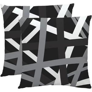 Double Sided Design Gray Black Stripes Decorative Throw Pillow Covers - Modern Pillow Cases for Home Decor, 18x18 Inches Set of 2 Boho Design Cushion Cover,Bedroom Bed Outdoor Couch Sofa