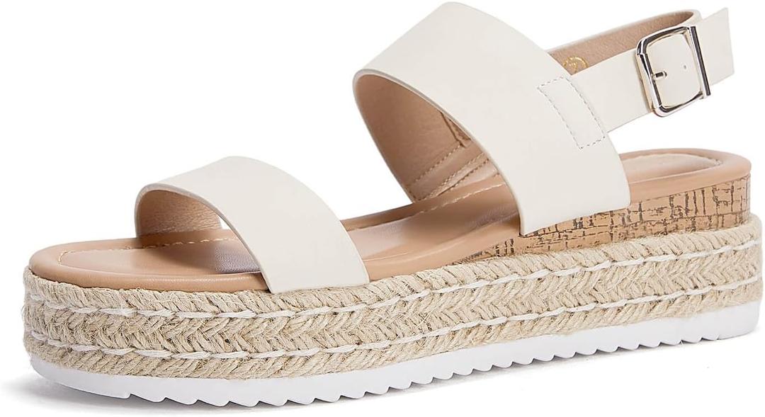 LAICIGO Womens Open Toe Wedge Platform Espadrilles Ankle Strap Buckle Faux Leather Cork Rubber Summer Sandals (8, Beige) LAICIGO Womens Open Toe Wedge Platform Espadrilles Ankle Strap Buckle Faux Leather Cork Rubber Summer Sandals (8, Beige)