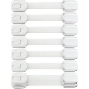 Child Safety Strap Locks (10 Pack) Baby Locks for Cabinets and Drawers, Toilet, Fridge & More. 3M Adhesive Pads. Easy Installation, No Drilling Required, White