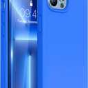 Miracase Designed for iPhone 13 Pro Max Case with Screen Protector,[Soft Anti-Scratch Microfiber Lining],Shockproof Liquid Silicone Rubber Phone Case Cover 6.7 inch, Mediterranean Blue