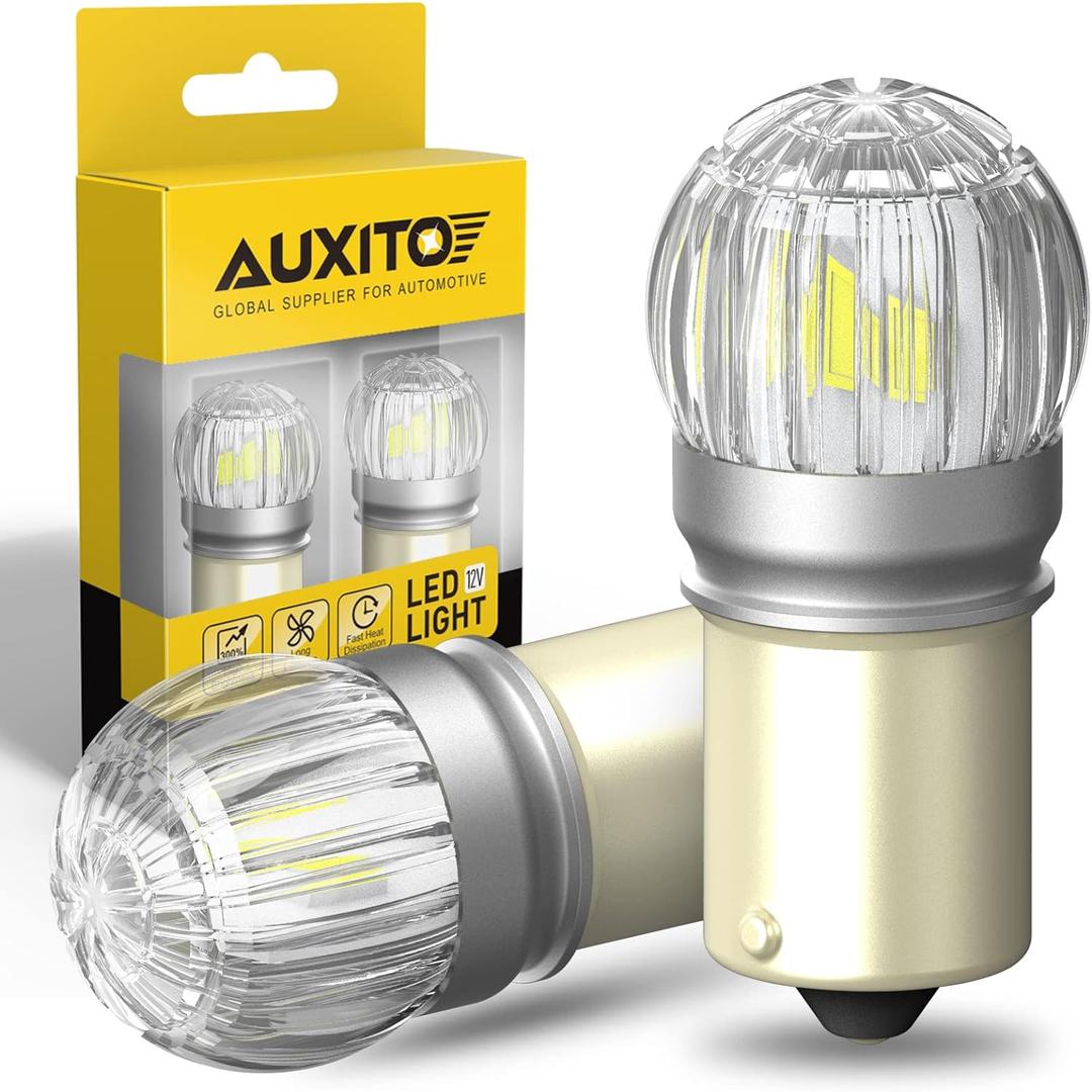 AUXITO 1156 LED Bulb White, 400% Brighter 1:1 Size, 7506 BA15S 1141 P21W 1003 LED Lights for Reverse Backup Light, DRL, Tail Brake Signal Lights, Parking Light, Side Marker Light, Pack of 2