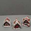 UAEYW 3Pcs Gingerbread House Ornaments for Christmas Tree Decorations Battery Operated Lighted LED Clay Hanging Candy House Ornament with Rope for Xmas Holiday Party New Year Home Decor