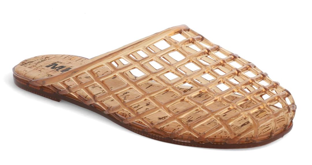MIA Women's Darby Flat Jelly Sandal, Tan, Size 9