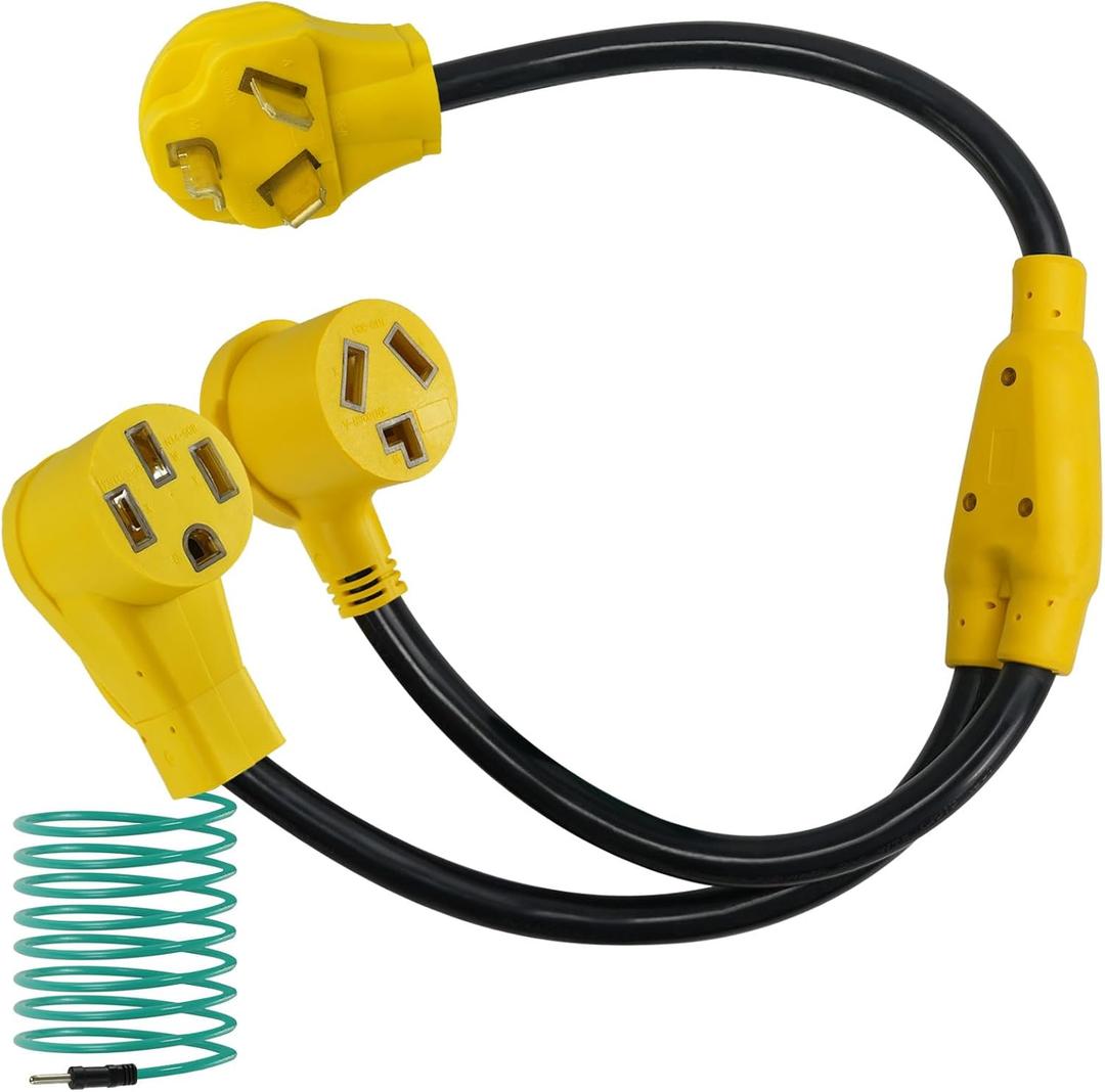 30 Amp Dryer Y Splitter to RV/EV NEMA 10-30P to 14-50R / 10-30R Power Cord Adapter - 3-Prong Y Adapter Cable for EV RV Car, 250 Volt 7500W STW 10 AWG 30 Amp Dryer Y Splitter to RV/EV NEMA 10-30P to 14-50R / 10-30R Power Cord Adapter - 3-Prong Y Adapter Cable for EV RV Car, 250 Volt 7500W STW 10 AWG