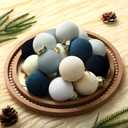 HyDren 16 Pcs Neutral Textured Christmas Ball Ornaments 2.4 Inch Vintage Christmas Tree Hanging Decor Plastic Matte Rustic Boho Ornaments with Loop for Xmas Holiday Farmhouse Decoration(Cold Colors)